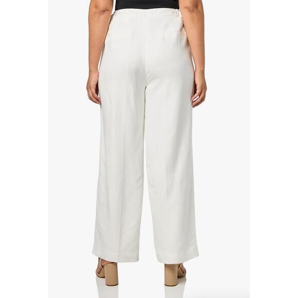 Anne Klein Straight Wide Leg Pants 12 White NWT Trousers Academia Career - Picture 2 of 8